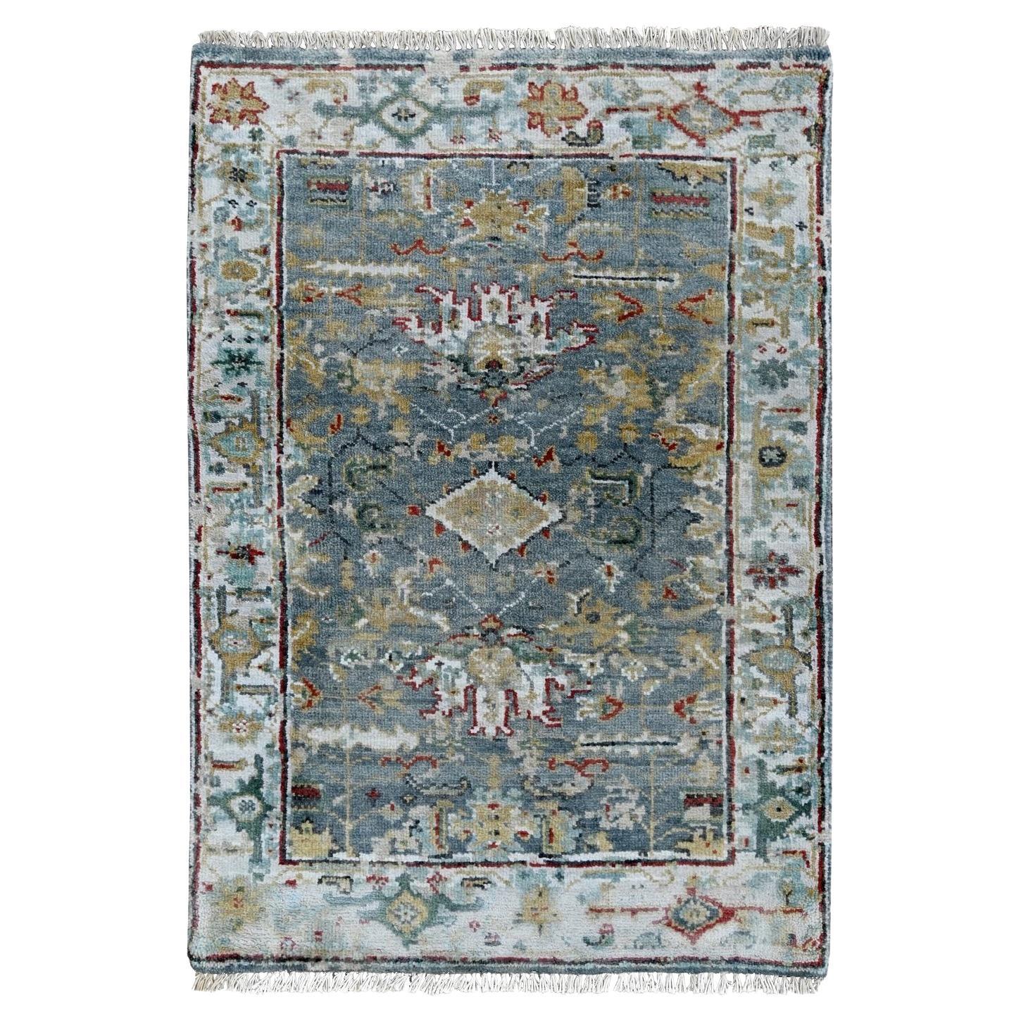 2
x3
 Blau Bio-Wolle gebrochen und gelöscht Persisch Heriz Hand Knotted Matte Teppich