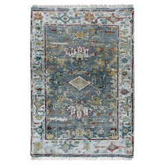 Tappeto blu in lana organica Broken and Erased Persian Heriz annodato a mano 2
x3
