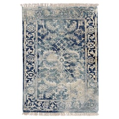 2
x3
Blau-Tal Gelöschte Wolle und Seide Handgeknüpft Gebrochene Persische Matte Teppich