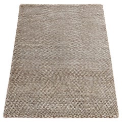 2'x3' Bone White Dot Design Sample Pure Alpaca Unmixed Wool Hand Knotted Rug