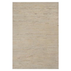 Tappeto in lana annodato a mano 2'x3' Bone White, spesso e soffice, dal design moderno e lineare