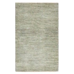 2'x3' Brown Hand Knotted Wool and Silk Grass Design Mat Sample Oriental Rug