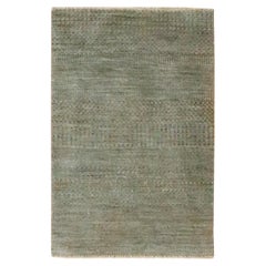 2'x3' Brown Hand Knotted Wool with Silk Modern Grass Design Small Mat Rug