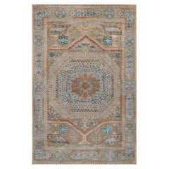 2'x3' Brown Mamluk Design with Medallion Hand Knotted Wool and Silk Mat Rug