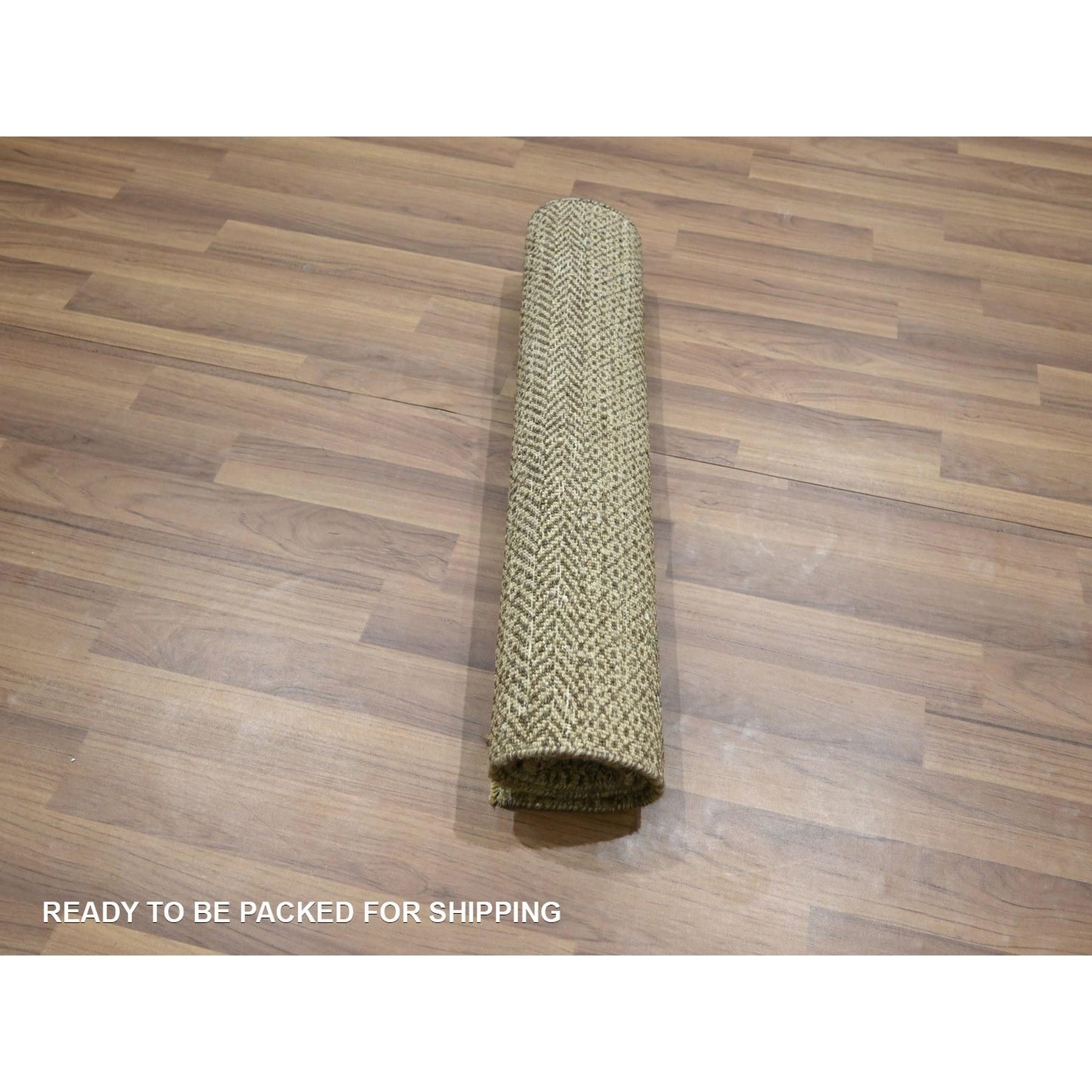 2'x3' Braun Modern Grass Design Handgeknüpft Undyed Natural Wool Matte Teppich im Zustand „Neu“ im Angebot in Carlstadt, NJ