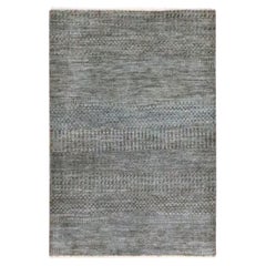 2'x3' Brown Modern Grass Design Hand Knotted Undyed Natural Wool Mat Rug