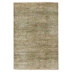 2'x3' Brown Modern Grass Design Hand Knotted Undyed Natural Wool Mat Rug