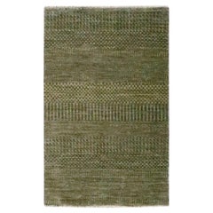 2'x3' Brown Modern Grass Design Hand Knotted Wool with Silk Mat Small Rug