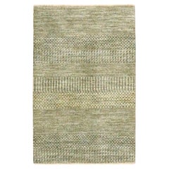 2'x3' Brown Modern Grass Design Hand Knotted Wool with touch of Silk Mat Rug