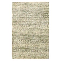 2'x3' Brown Modern Grass Design Tone on Tone Hand Knotted Wool Mat Small Rug