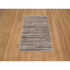 2'x3' Brown Textured Modern Design Indoor Outdoor Hand Loomed Mat Small Rug