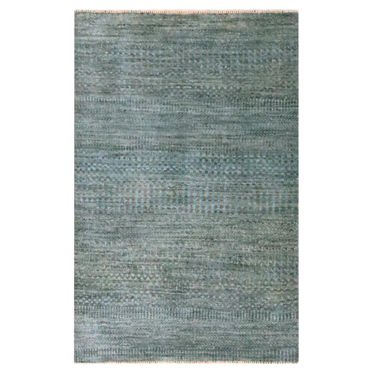 2'x3' Brown Tone on Tone Modern Grass Design Mat Hand Knotted Soft Wool Rug For Sale