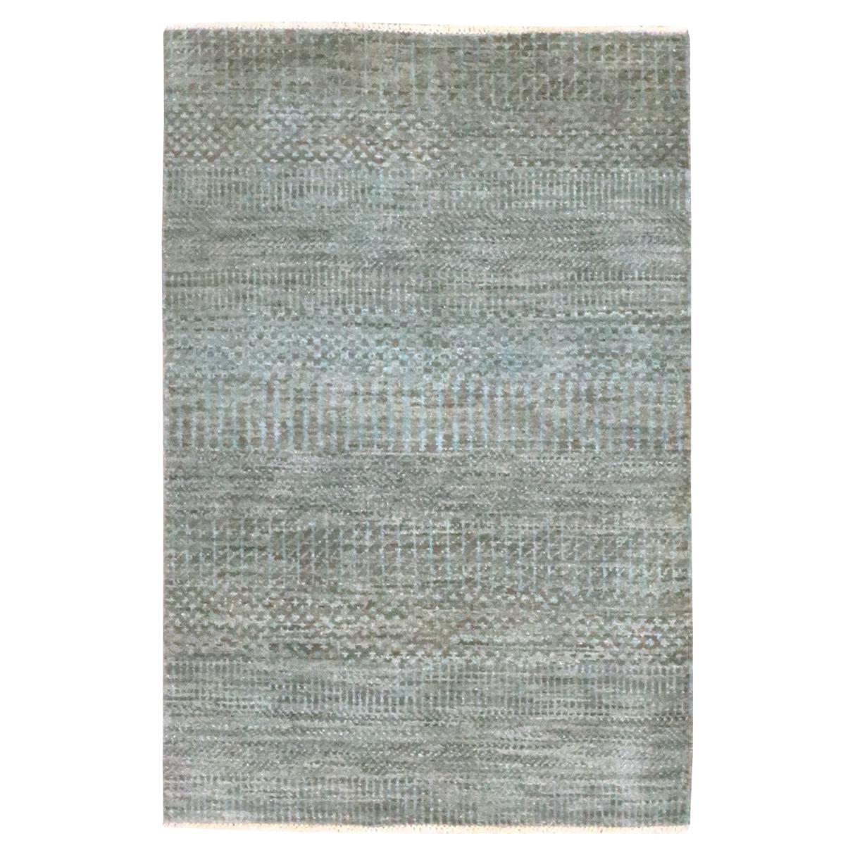 2'x3' Braun Ton in Ton Modern Grass Design Matte Hand Knotted Soft Wool Rug