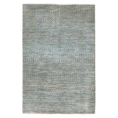 2'x3' Brown Tone on Tone Modern Grass Design Mat Hand Knotted Soft Wool Rug