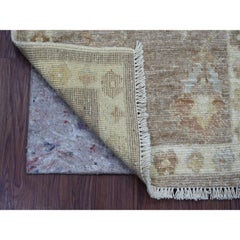 2'x3' Cedar Brown Hand Knotted Wool Afghan Angora Oushak Mat Sample Rug
