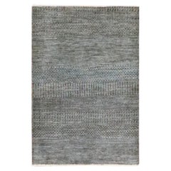 2'x3' Cedar Brown Modern Grass Design Hand Knotted Undyed Natural Wool Rug