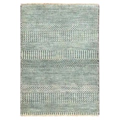 2'x3' Cloud Gray Modern Grass Design Hand Knotted Wool with Silk Mat Rug