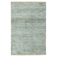 2'x3' Cloud Gray Modern Grass Design Hand Knotted Wool with Silk Rug