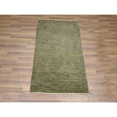 2'x3' Coffee Brown Grass Design Hand Knotted Mat Wool Small Oriental Rug