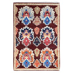 2'x3' Coffee Brown Hand Knotted Special Kazak 100% Wool Oriental Mat Rug