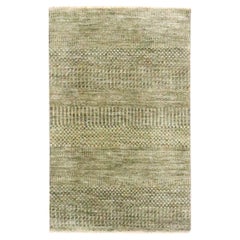 2'x3' Coffee Brown Hand Knotted Wool with Silk Modern Grass Design Mat Rug