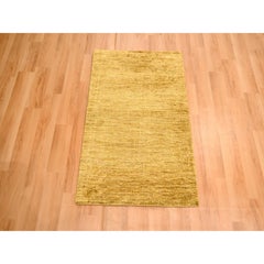 2'x3' Copper Brown Plain Solid Design Pure Sari Silk Hand Knotted Mat Rug