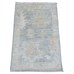 2'x3' Dim Gray 100% Wool Afghan Angora Oushak Hand Knotted Pure Wool Mat Rug