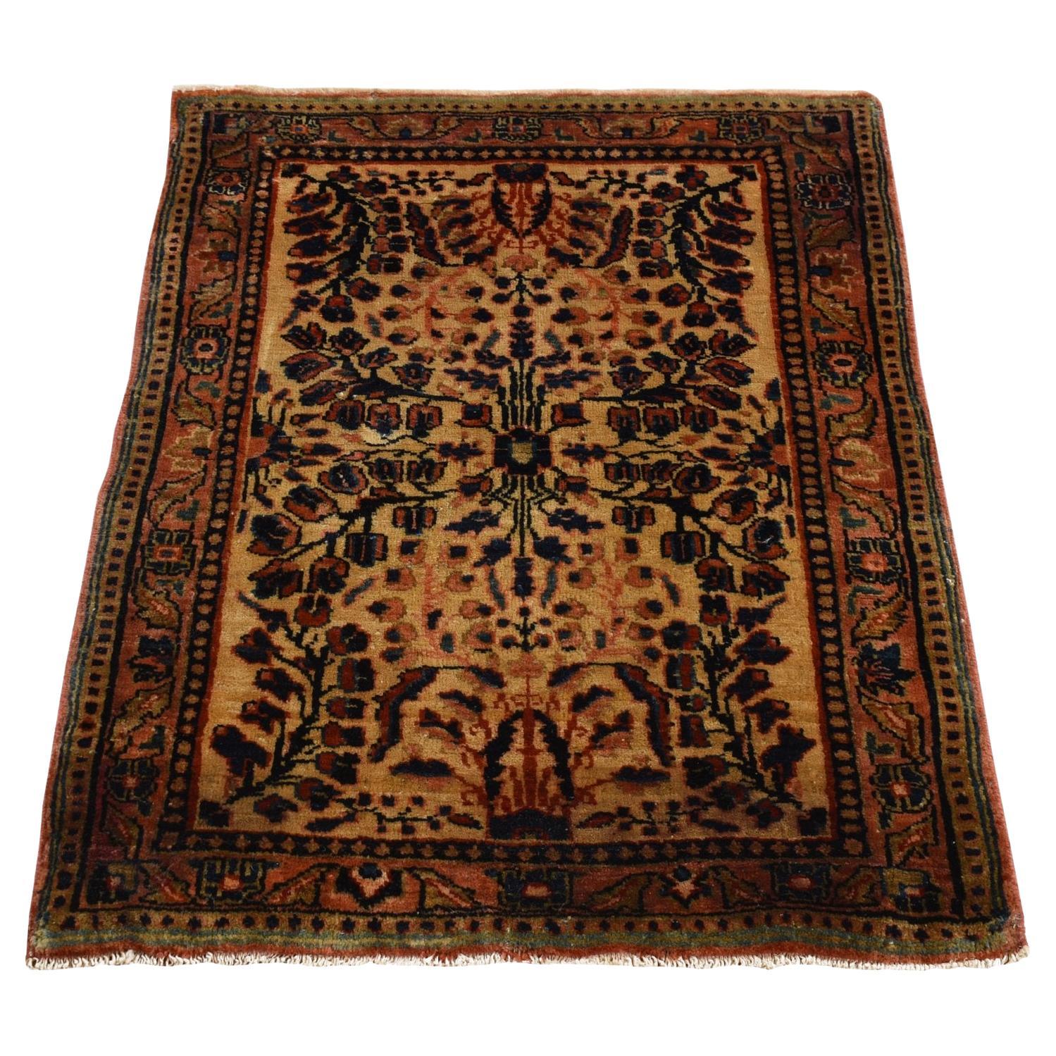 Tapis oriental Mohojaran Sarouk de 2'x3'or délavé noué à la main