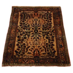 2'x3' Faded Gold Antique Mohojaran Sarouk Mat Hand Knotted All Wool Oriental Rugs