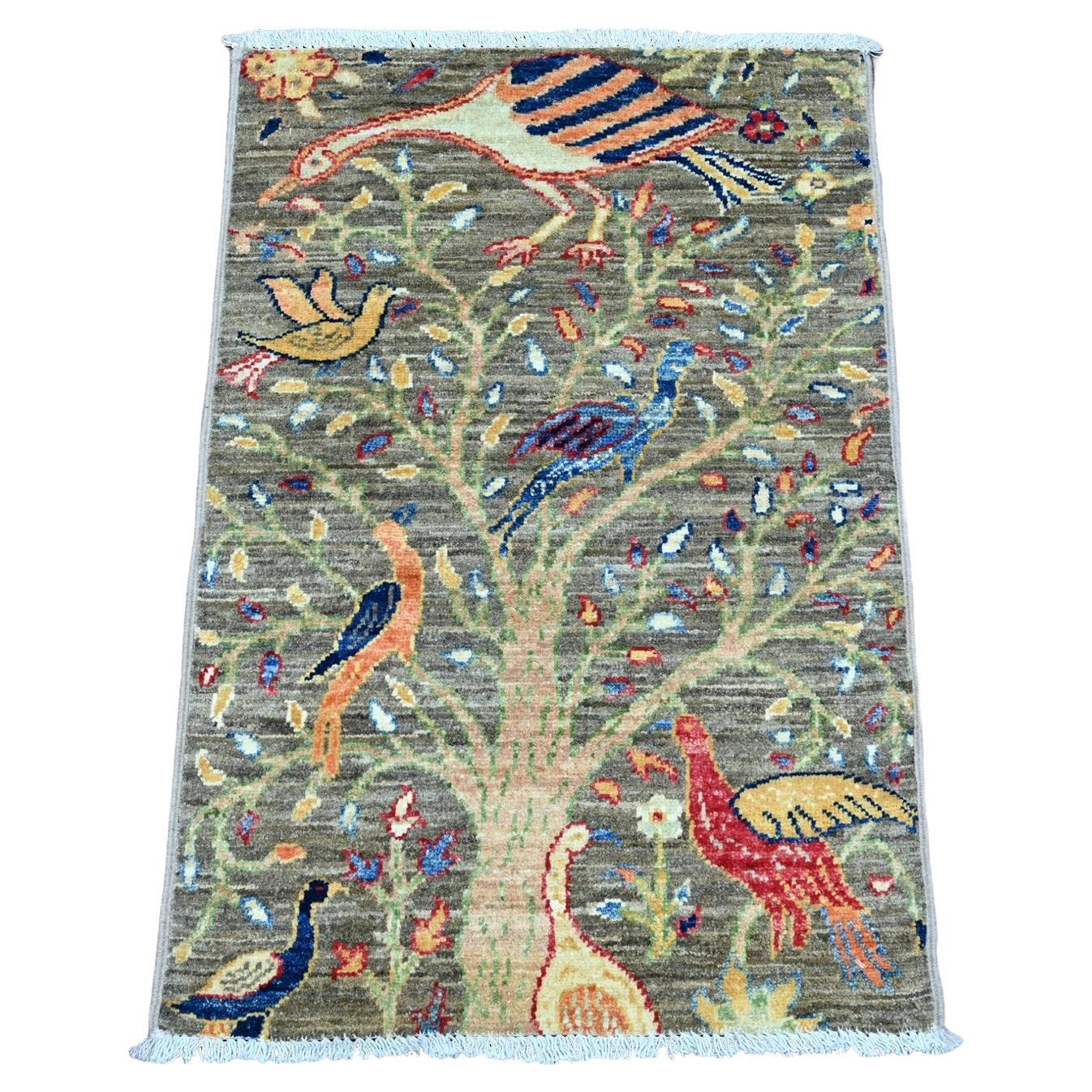 2
x3
 Gray Hand Knotted Afghan Peshawar Birds of Paradise Design Wool Rug