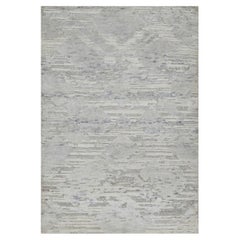 2'x3' Gray Hand Knotted Cut and Loop Pile Modern Design Natural Wool Rug
