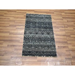 2'x3' Gray Hand Knotted Kohinoor Herat with Small Repetitive Design Wool Rug
