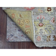 2'x3' Gray Pure Wool Afghan Angora Oushak Hand Knotted Mat Oriental Rug