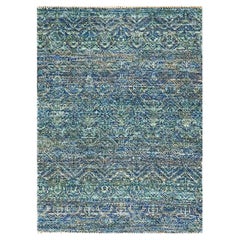 2'x3' Tapis en laine nouée à la main ton sur ton en forme de diamant à motifs répétitifs 2'x3' vert