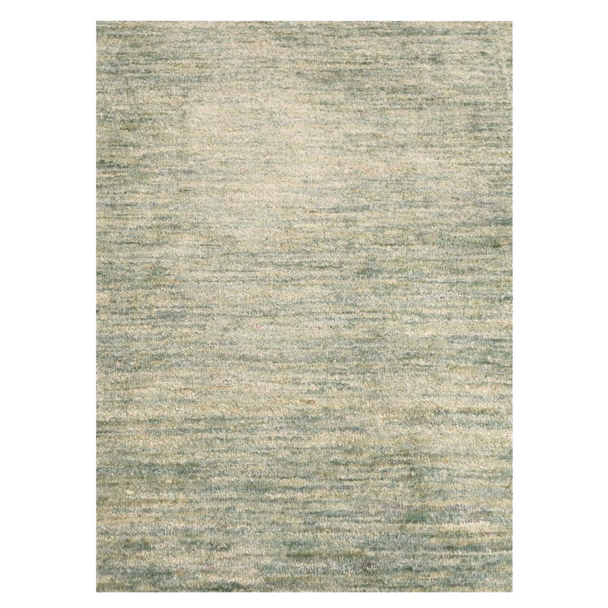 Tappeto verde a pelo morbido in pura seta Sari annodata a mano con design a tinta unita 2
x3
 in vendita