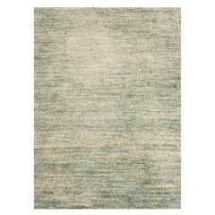 Alfombra verde de pelo suave de pura seda sari anudada a mano con diseño liso y sólido de 2
x3