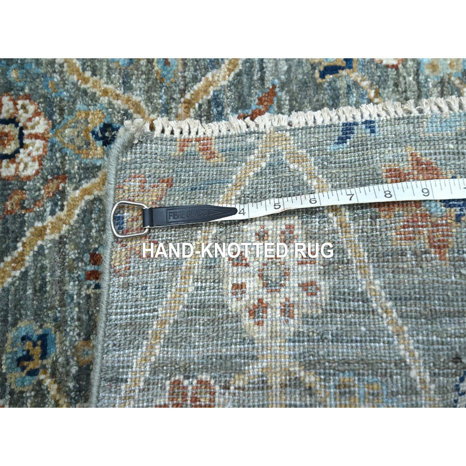 2'x3' Green Trellis Borderless Garden Design Wool Hand Knotted Mat Small Rug (Indisch) im Angebot