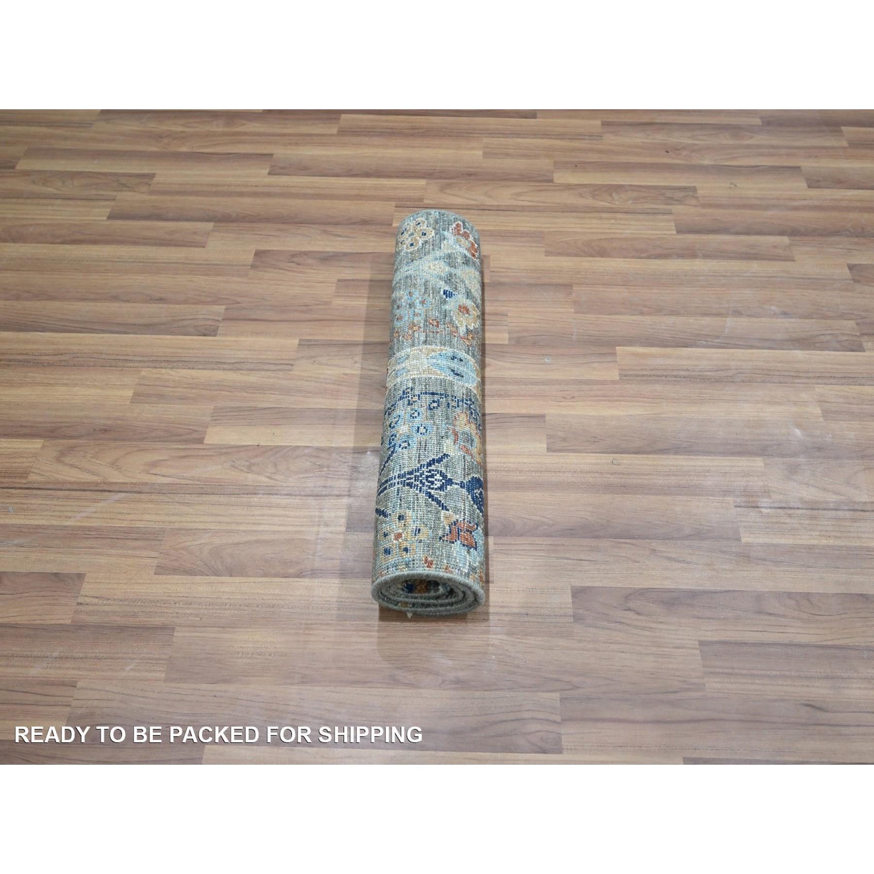 2'x3' Green Trellis Borderless Garden Design Wool Hand Knotted Mat Small Rug (Handgeknüpft) im Angebot