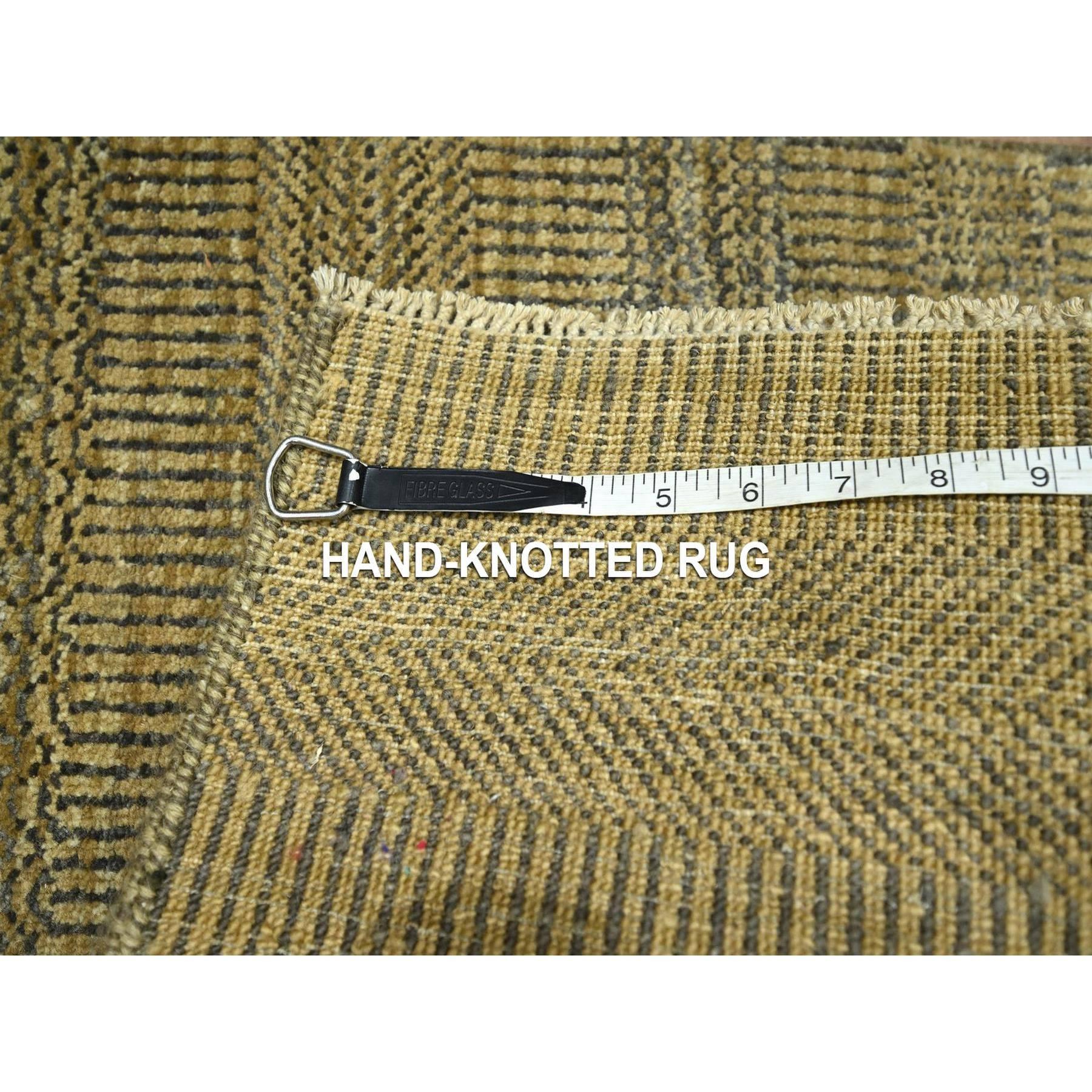 2'x3' Honigbraun Modernes Gras Design Handgeknüpft Wolle und Seide Matte Teppich im Zustand „Neu“ im Angebot in Carlstadt, NJ