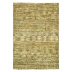 2'x3' Honey Brown Wool with Silk Hand Knotted Modern Grass Design Mat Rug