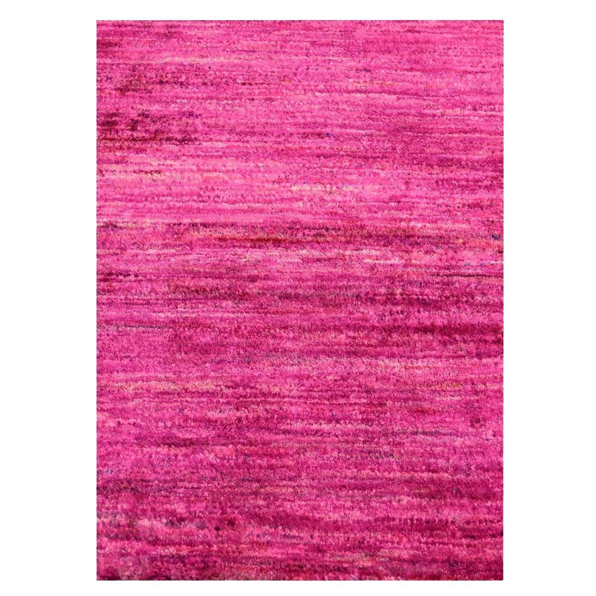 2'x3' Hot Pink Plain Solid Design Pure Sari Silk Hand Knotted Mat Rug