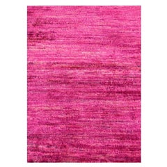 2'x3' Hot Pink Plain Solid Design Pure Sari Silk Hand Knotted Mat Rug