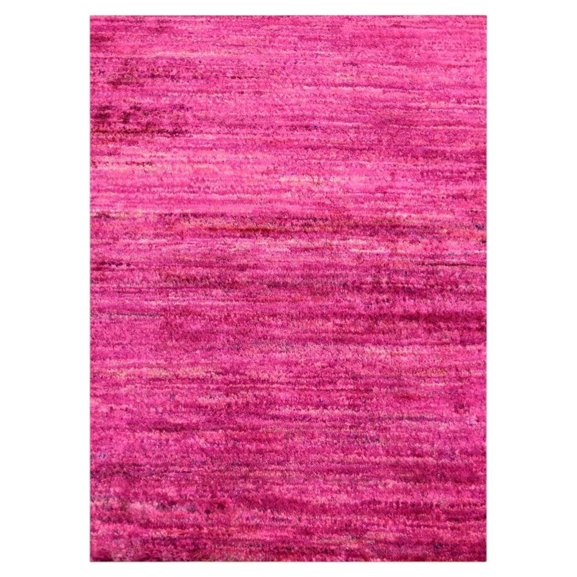 2'x3' Hot Pink Plain Solide Design Pure Sari Seide Hand geknüpft Matte Teppich im Angebot