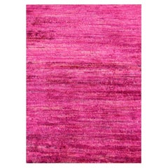 2'x3' Hot Pink Plain Solid Design Pure Sari Silk Hand Knotted Mat Rug