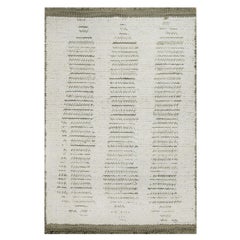 2'x3' Ivory Flat Weave with Pile Textured Hand Woven Natural Wool Mat Rug