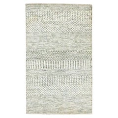 2'x3' Ivory Hand Knotted Modern Grass Design Wool and Silk Mat Oriental Rug