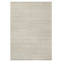 2'x3' Ivory Hand Knotted Modern Piled Flat Weave Pure Wool Textured Mat Rug
