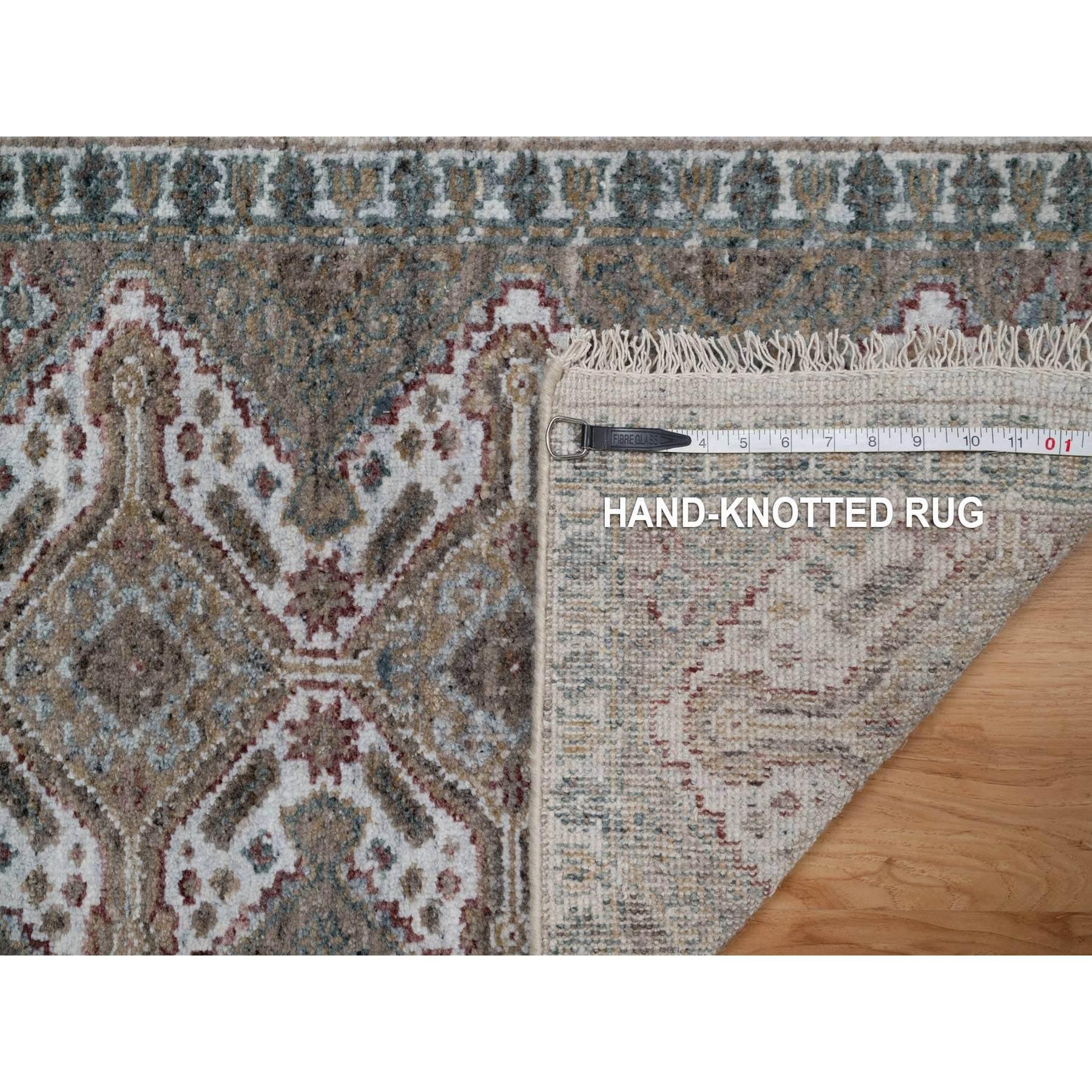 2'x3' Ivoire Laine nouée à la main Unique Flower Rosettes Border Design Tapis Mat en vente 1