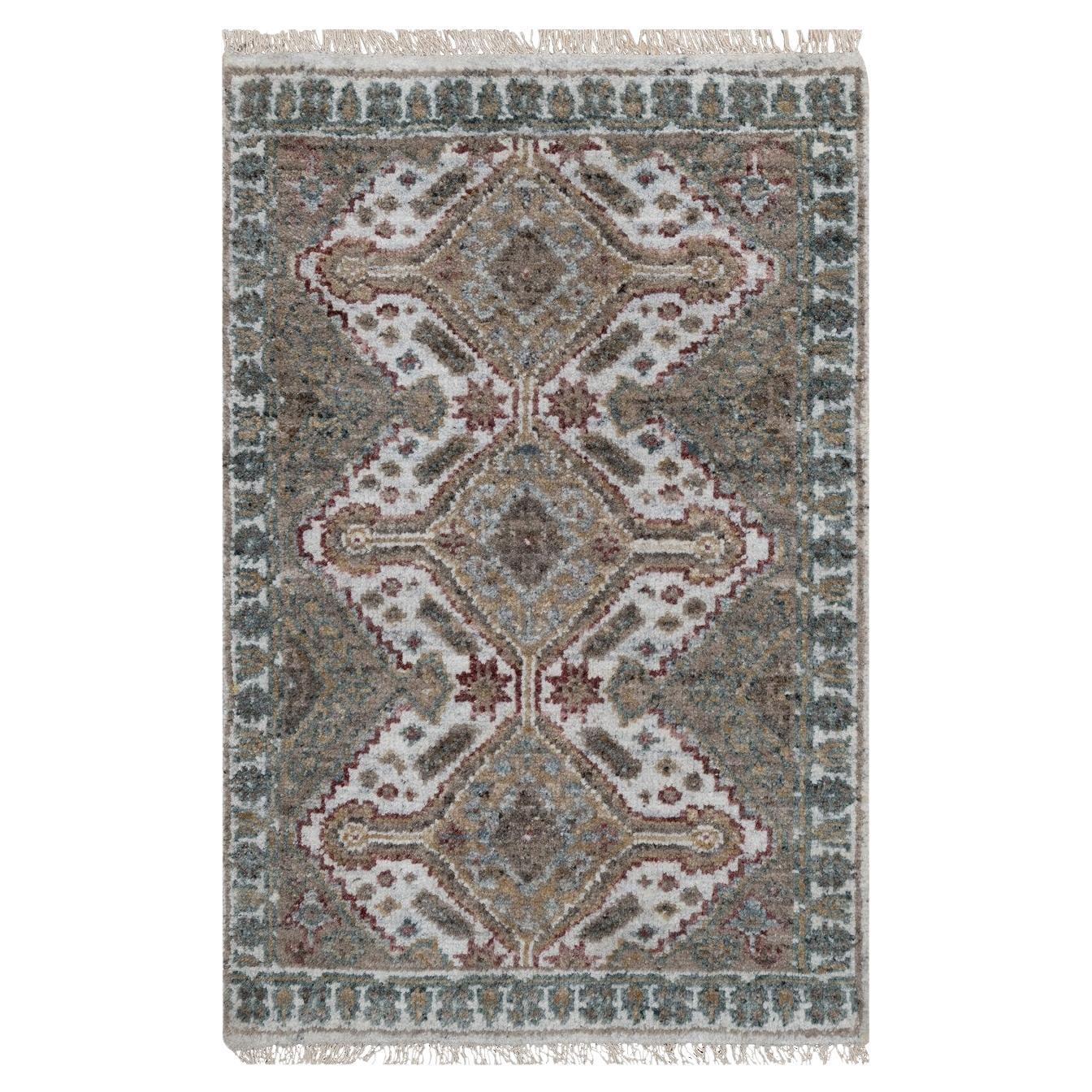 2
x3
Ivoire Laine nouée à la main Unique Flower Rosettes Border Design Tapis Mat