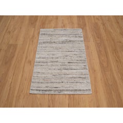 Alfombra pequeña de 2'x3', color marfil, tejida a mano, con textura y diseño moderno, para interior y exterior